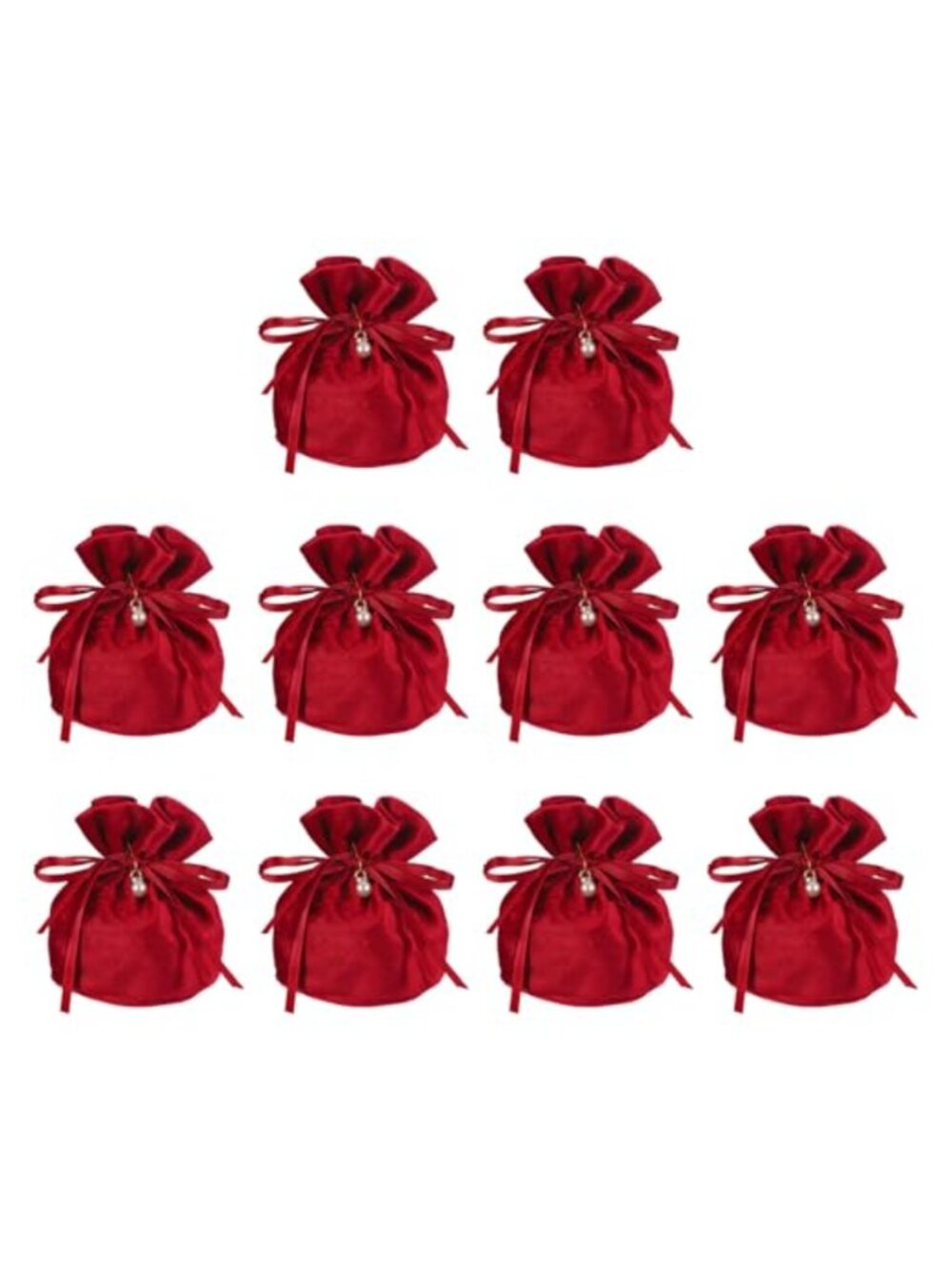 Velvet Drawstring Gift Bags 6x6 Pearl Mini Candy Pouches Party Favor 10 Pc